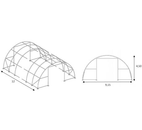 Konštrukcia haly 9,15 m × 12 m × 4,5 m