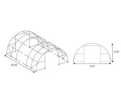 Konštrukcia haly 9,15 m × 20 m × 4,5 m