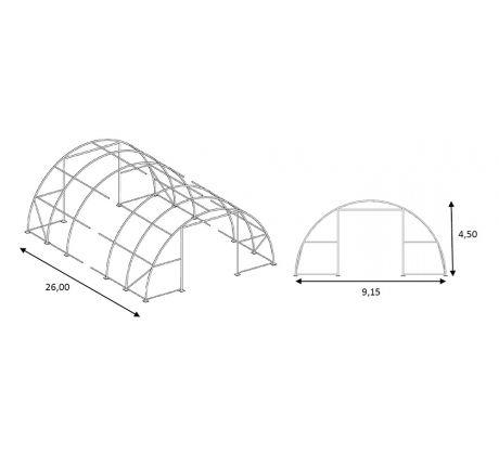 Konštrukcia haly 9,15 m × 26 m × 4,5 m