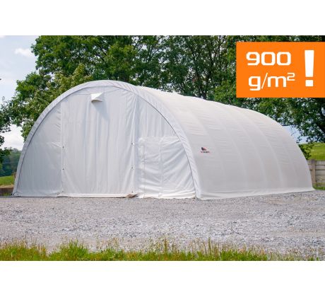 Plachtová hala šírka: 9,15 m, dĺžka: 12 m, výška: 4,5 m, PVC 900 g/m2 BIELA, bez navijaku