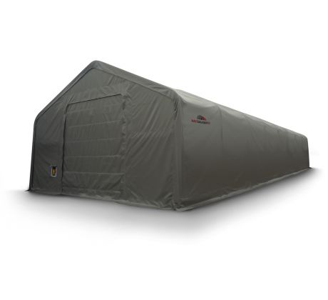 Plachtová hala šírka: 10 m, dĺžka: 24,4 m, výška: 5,2 m, rozteč oblúkov 2,44 m, PVC 900 g/m2 ZELENÁ