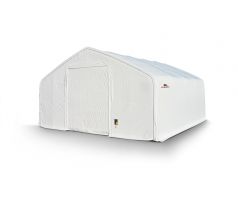 Plachtová hala šírka: 10 m, dĺžka: 12,2 m, výška: 5,2 m, rozteč oblúkov 2,44 m, PVC 900 g/m2 BIELA