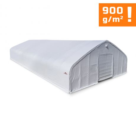 Plachtová hala šírka: 21,35 m, dĺžka: 46,4 m, výška: 8,54 m, PVC 900 g/m2 BIELA